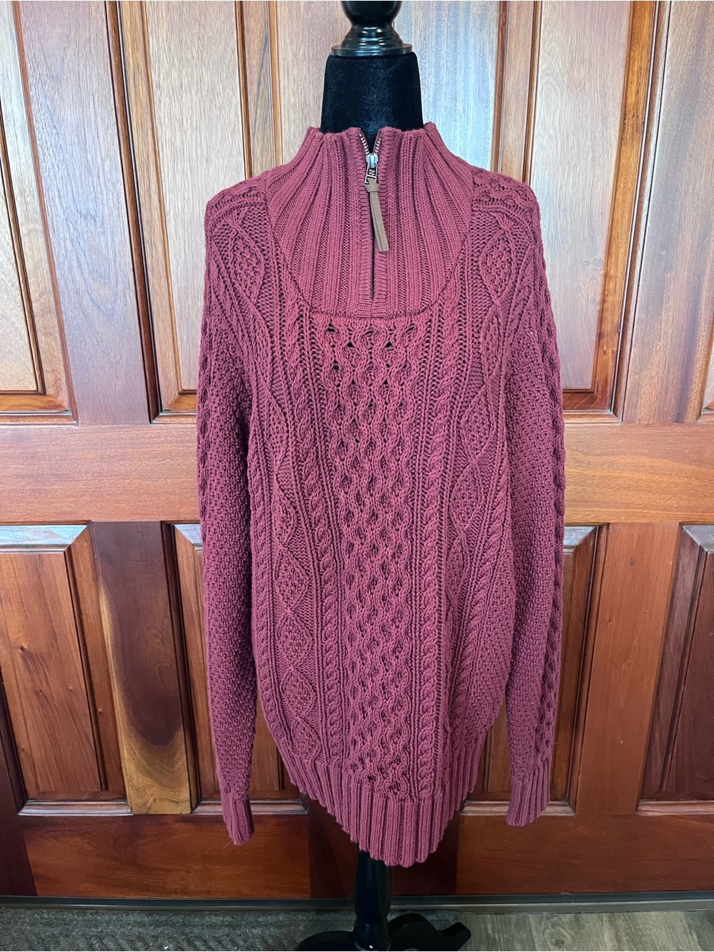 LL BEAN Signature Mens Fisherman’s Cable Knit Sweater 1/4 Zip Large NWT $129